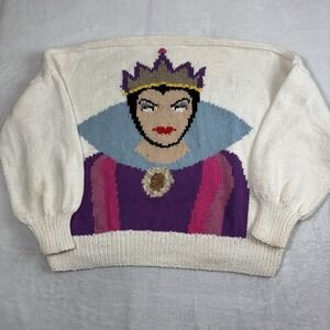 VTG Susie Lee Hand Knit Disney Snow White Evil Queen Pullover Sweater Men's XL ?